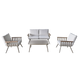 Алюминиевый комплект мебели (диван + 2 кресла + стол) бежевый + бежевые подушки / ALM9408
