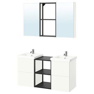 Ванна кімната, антрацит/білий, 124x43x65 см ENHET / 595.475.50