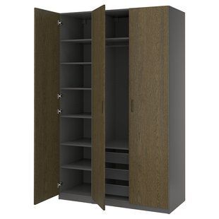 Шкаф-купе, отделанный шпоном дуба темно-серого/коричневого цвета, 150x60x236 см. PAX/TONSTAD / 295.667.43