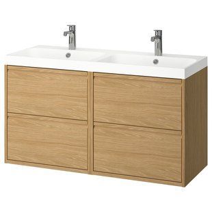 Шафка під умивальник/умивальник/крани, під дуб, 120x49x69 см ANGSJON/BACKSJON / 795.285.36