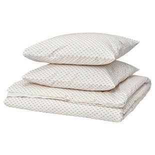 Підковдра та 2 наволочки, білий/бежевий, 200x200/50x60 см BANDKNIPPE / 606.219.83