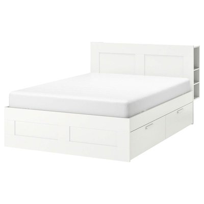 Ліжко з шухлядами і поличками BRIMNES / 591.574.47;білий;140x200;Luroy;