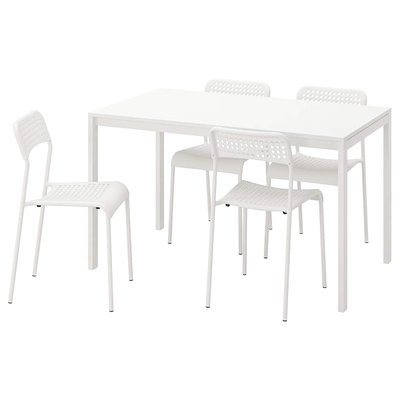 Стол и 4 стула MELLTORP / ADDE / 990.143.76;білий;