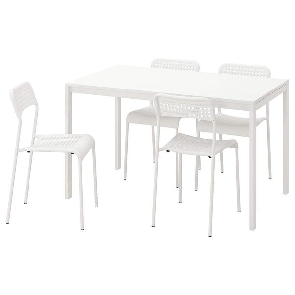 Стіл і 4 стільці MELLTORP / ADDE / 990.143.76;білий;