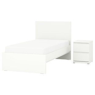 Комплект мебели для спальни, 2 предмета, белый, 90x200 см. STORKLINTA / 896.269.23