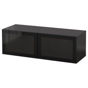 Комбінація навісних шаф, чорно-коричневий/Glassvik чорний, 120x42x38 см BESTA / 394.398.63