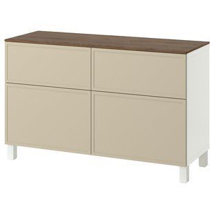Полка с дверцами и ящиками, белый/бежевый цвет Krukmakare, 120x42x75 см BESTA / 695.980.73