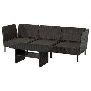 Комплект садовой мебели из ротанга на 3 места, темно-серый. VITTSKAR / 795.911.51