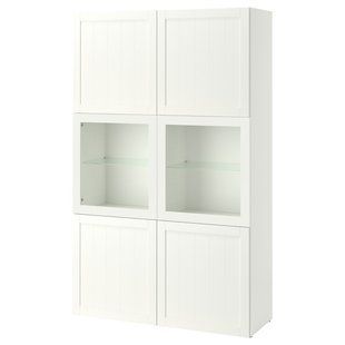 Книжный шкаф со стеклянными дверцами, белый/Pipmakare белый, 120x42x193 см BESTA / 395.977.63