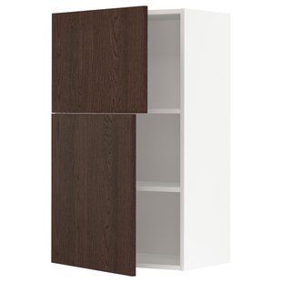 Настенный шкаф с полками и 2 дверцами, белый/коричневый Sinarp, 60x100 см. METOD / 294.701.61