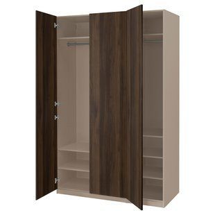 Шкаф-купе, имитация дуба серо-бежевого/темно-коричневого цвета, 150x60x236 см. PAX/STORKLINTA / 195.626.51