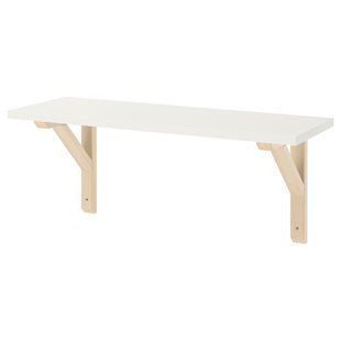 Настінна полиця, білий/осика, 59x20 см BURHULT/SANDSHULT / 093.259.81