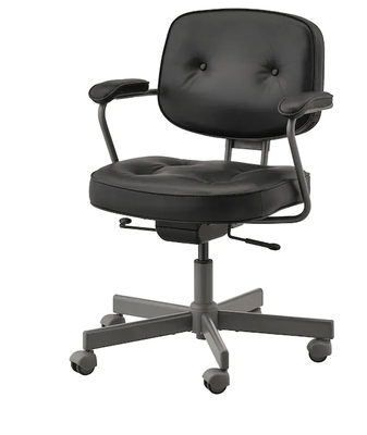 Офісне крісло ALEFJALL / 703.674.58;чорний;натуральна шкіра;