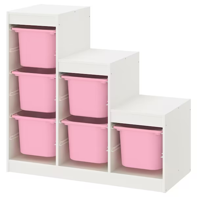 Стелаж TROFAST з контейнерами 99x44x94 cm / 293.355.35;білий/рожевий;