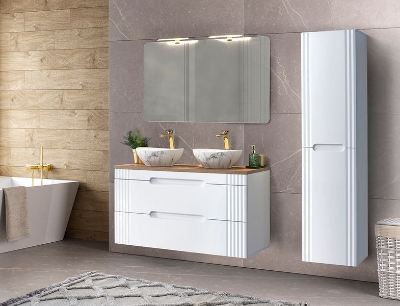 Шкафчик для ванной комнаты высокий FIJI / WHITE 80-01-D-2D ;білий;166;