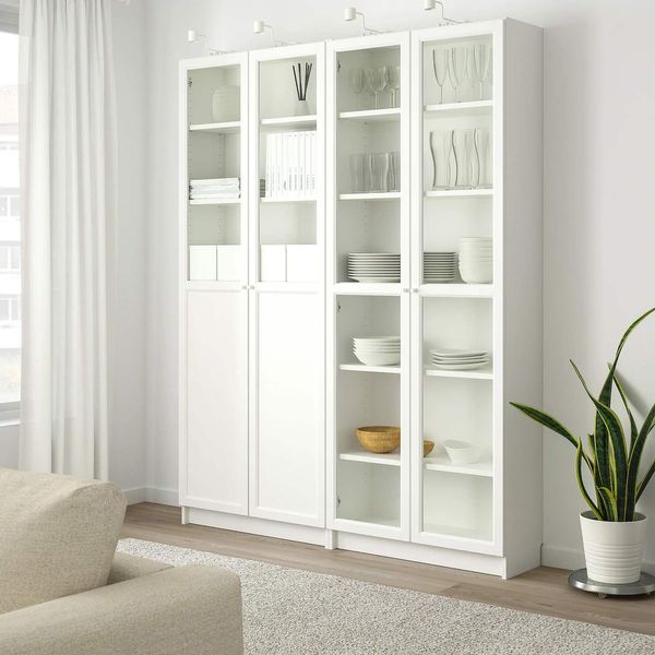Книжный шкаф со стеклянными дверями BILLY/OXBERG 160x30x202 см / 792.807.38;білий;