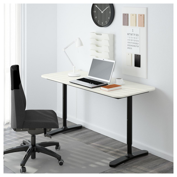 Комп'ютерний стіл BEKANT 140x60 см / 790.063.58;білий/чорний;