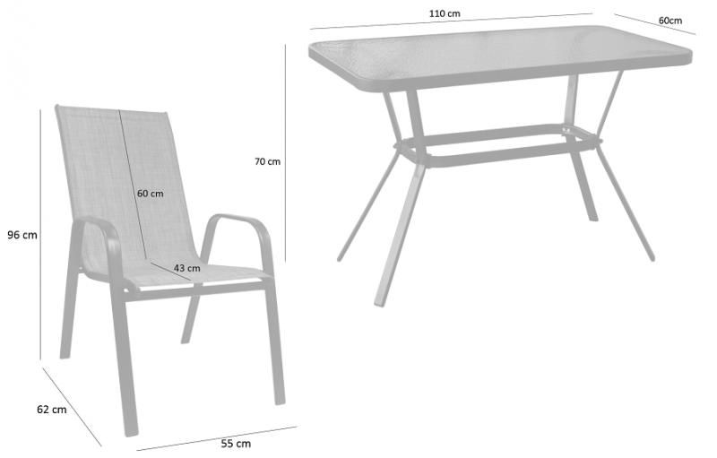 Стол и 4 стула NEO / NEO9949KPL;сірий;