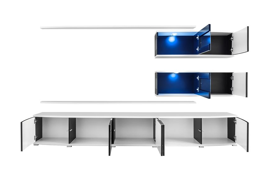 Мебельная стенка Sonic / 28 WS SC;корпус - білий мат фронт - чорний глянець;
