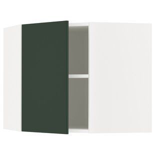 Кутова настінна шафа з полицями, білий/Хавсторп темно-зелений, 68x60 см METOD / 295.570.03