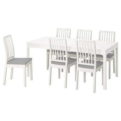 Стіл і 6 стільці EKEDALEN / EKEDALEN / 192.213.51;білий/світло-сірий;