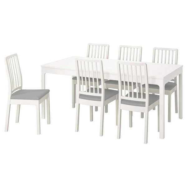 Стол и 6 стула EKEDALEN / EKEDALEN / 192.213.51;білий/світло-сірий;