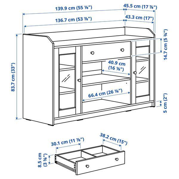 Сервант, білий, 140x46x84 см HAUGA / 406.214.89 HAUGA магазин Glance Сервант, білий, 140x46x84 см HAUGA / 406.214.89