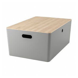 Контейнер з кришкою, світло-сірий/бамбук, 37x54x21 см KUGGIS / 295.968.15
