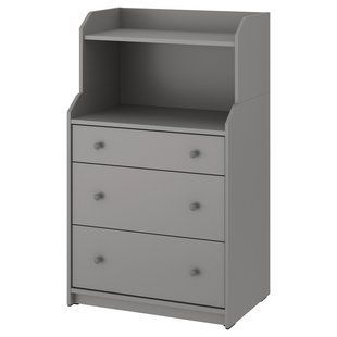 Комод, 3 шухляди з полицею, сірий, 70x46x116 см HAUGA / 305.815.25