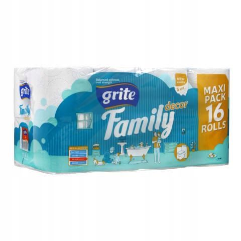 Туалетний папір Grite Family Decor 150 відривів 3 шари, 16 рулонів / 16 шт;