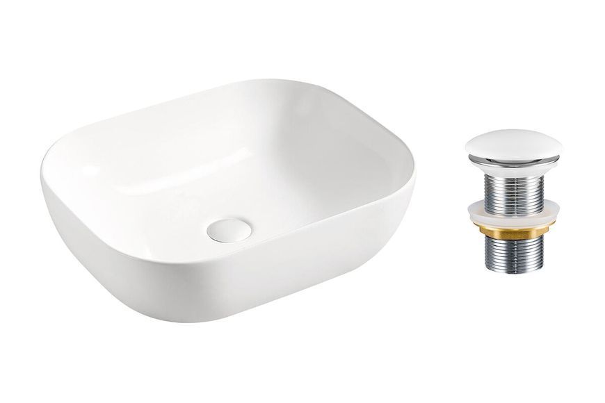Раковина накладная SMILE 50 см, с Click-Clack пробкой / SET-SMILE 50 DP T201-3; SMILE магазин Glance Раковина накладная SMILE 50 см, с Click-Clack пробкой / SET-SMILE 50 DP T201-3;