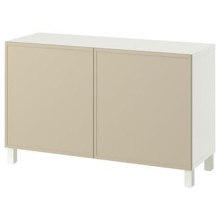 Комбинация с дверями, бежевый цвет Krukmakare/белый цвет Stubbarp, 120x42x74 см. BESTA / 495.977.72