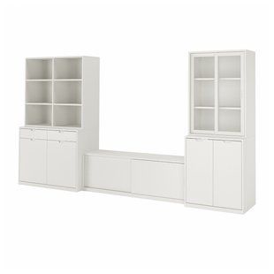 Тумба под телевизор, кремовый цвет/прозрачное стекло, 377x47x201 см TONSTAD / 495.717.67