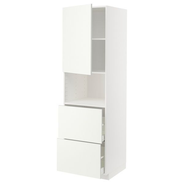 Белый шкаф Vallstena, 60x60x200 см, 2 дверцы/2 выдвижных ящика. METOD/MAXIMERA / 295.074.52 METOD/MAXIMERA магазин Glance Белый шкаф Vallstena, 60x60x200 см, 2 дверцы/2 выдвижных ящика. METOD/MAXIMERA / 295.074.52