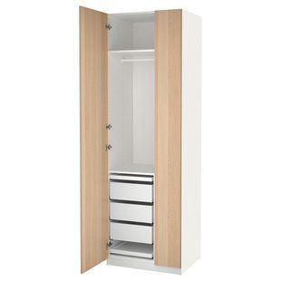 Комбінація шаф, білий/під білий дуб, 75x60x236 см PAX/FORSAND / 594.886.78