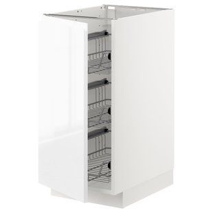Шафа з дротяним кошиком, білий/Воксторп глянець/білий, 40x60 см METOD / 294.559.76