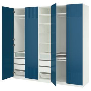Комбінація шаф, білий/синій, 250x60x236 см PAX/FYRUDDEN / 795.819.44