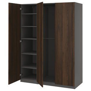 Шкаф-купе, имитация дуба темно-серого/темно-коричневого цвета, 150x58x201 см. PAX/STORKLINTA / 096.250.84