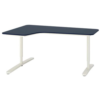 Комп'ютерний стіл кутовий BEKANT лівий 160x110 см / 192.828.44;білий/синій;85;