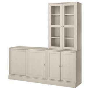 Комбинация с раздвижными дверями, серо-бежевый цвет, 202x47x212 см. HAVSTA / 695.348.30