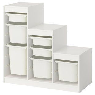 Полиця з контейнерами, біла/біла, 99x44x94 см TROFAST / 896.066.56