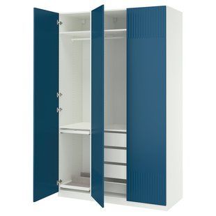 Комбінація шаф, білий/синій, 150x60x236 см PAX/FYRUDDEN / 495.816.53