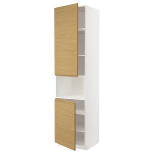 Висока шафа 2 двері/половина, білий/ім'ятка дуба Воксторп, 60x60x240 см METOD / 495.385.13