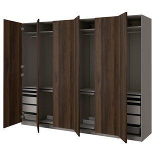Шкаф-купе, имитация темно-серого/темно-коричневого дуба, 300x60x236 см. PAX/STORKLINTA / 495.629.56