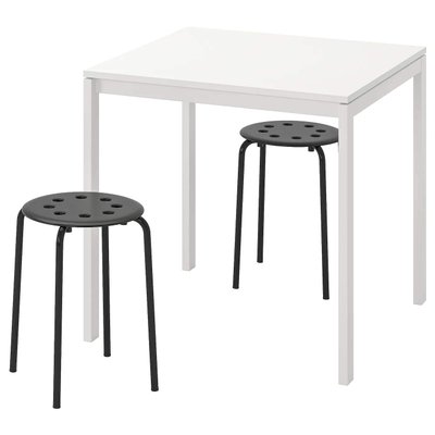 Стол и 2 стула MELLTORP / MARIUS / 990.117.64;білий/чорний;