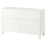 Полка с дверцами и ящиками, цвет белый Forvaltare/белый Stubbarp, 120x42x74 см. BESTA / 395.976.97 BESTA магазин Glance