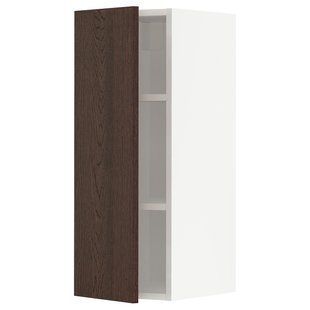 Навісна шафа з полицями, білий/Сінарп коричневий, 30x80 см METOD / 694.592.46