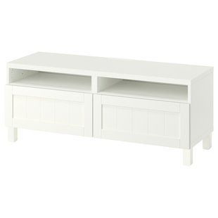 Тумба під телевізор з шухлядами, білий/Піпмакаре білий, 120x42x48 см BESTA / 395.973.72