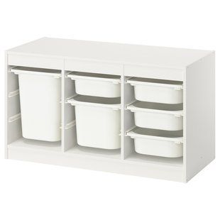 Полиця з контейнерами, біла/біла, 99x44x56 см TROFAST / 596.067.14