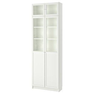 Полиця з верхньою/панельною/скляними дверцятами, біла, 80x30x237 см BILLY / 292.873.46